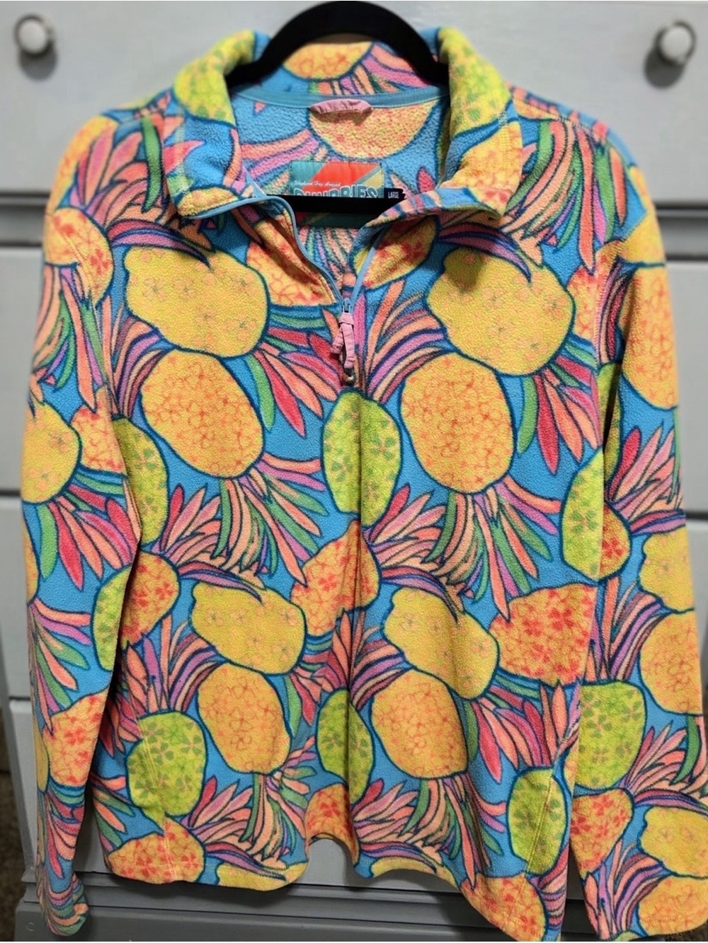 Men’s chubbies Fruit Preppy Neon 1/4 Zip Fleece Pullover Size Large